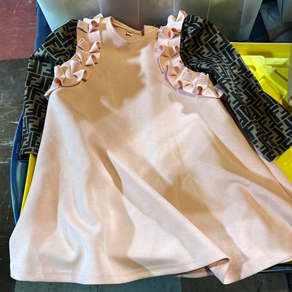 Designer inspired Dress Ruffle Sleeves pink fashion girls 6